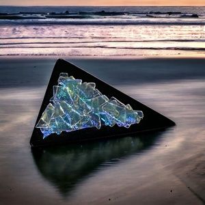 💖 Iridescent Art Glass Brooch – Dichroic Ocean Shards 💖